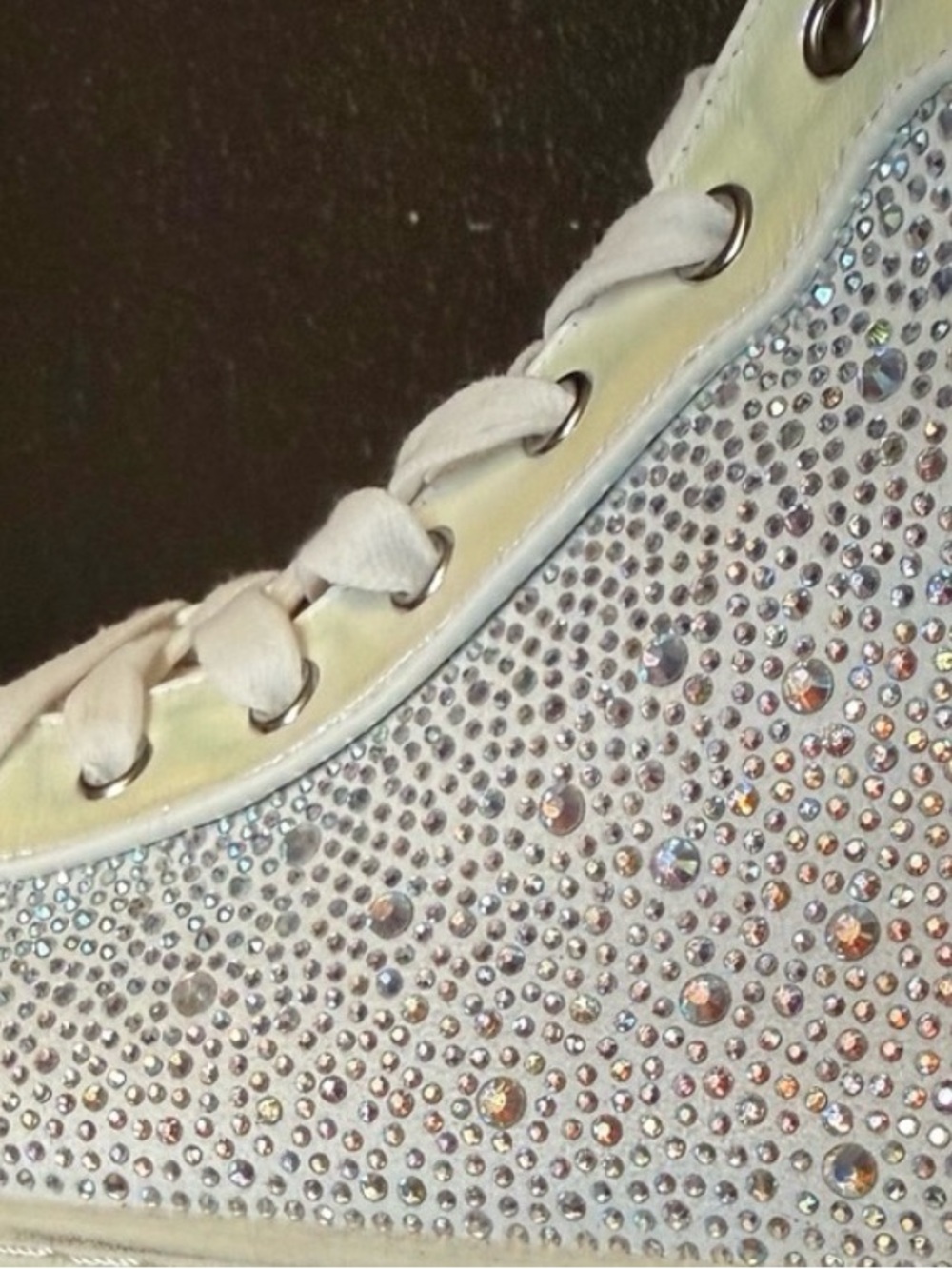 Steve Madden Men’s White Sparkle High-Top Sneaker (Christian Louboutin style) - Picture 3 of 7
